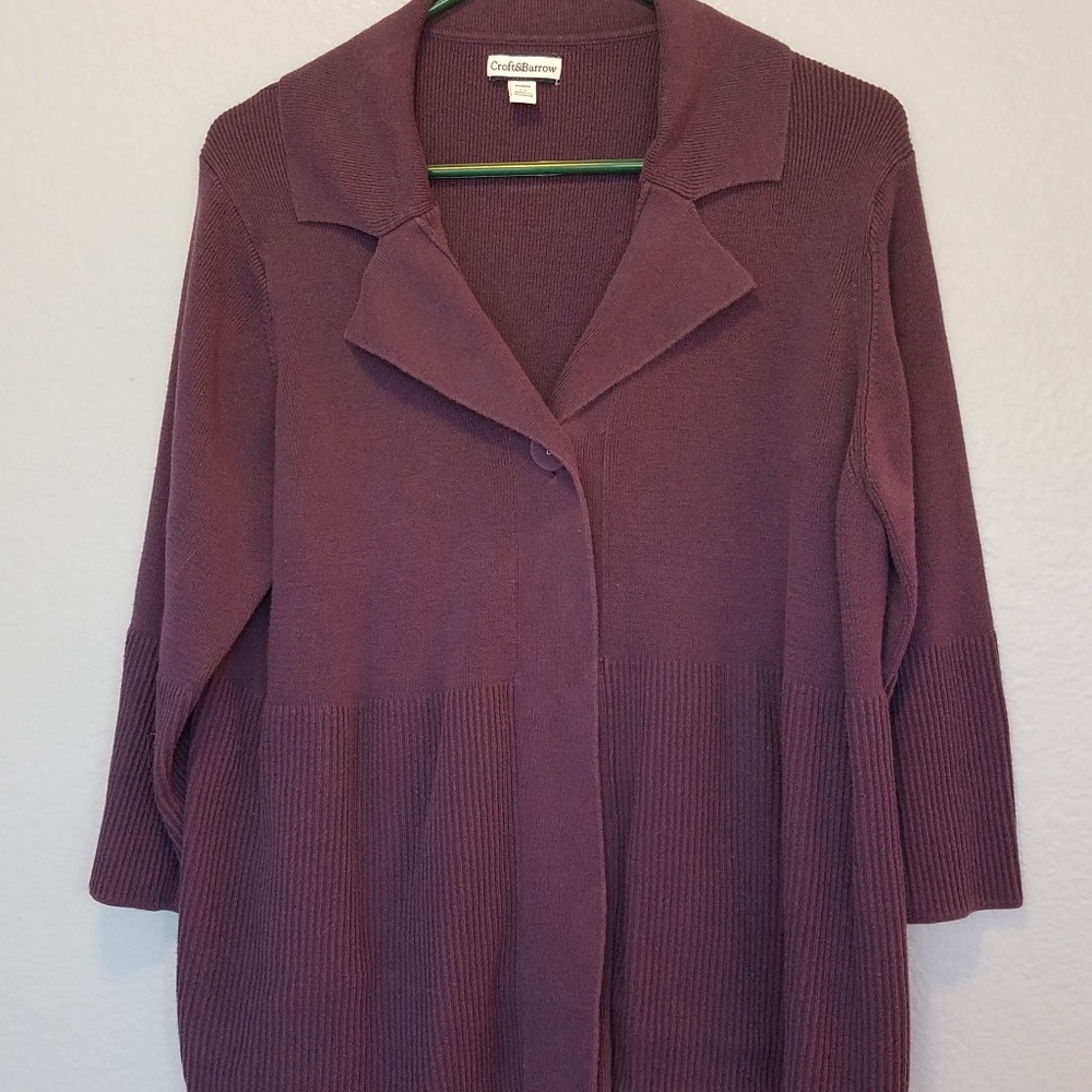 Croft & Barrow purple 1 Button Cardigan. 129